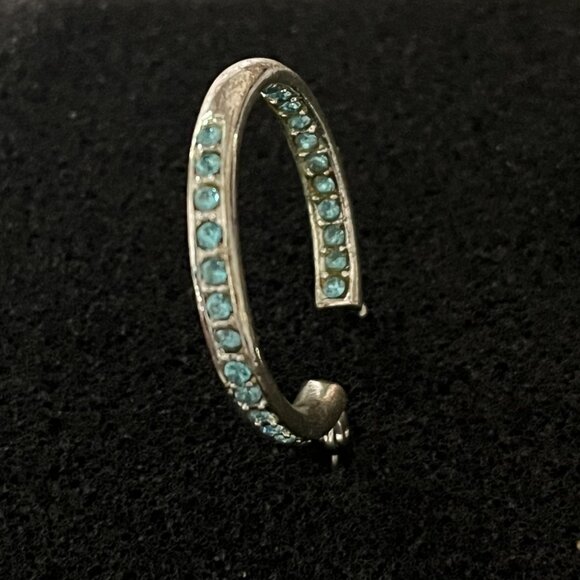 Aqua Crystals Inside and Out Hoop Earrings - Picture 2 of 7